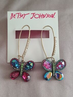 NWT Betsy Johnson Butterfly Earrings